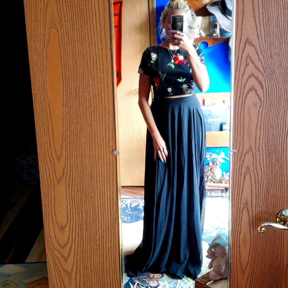 Floral sequin top and maxi skirt